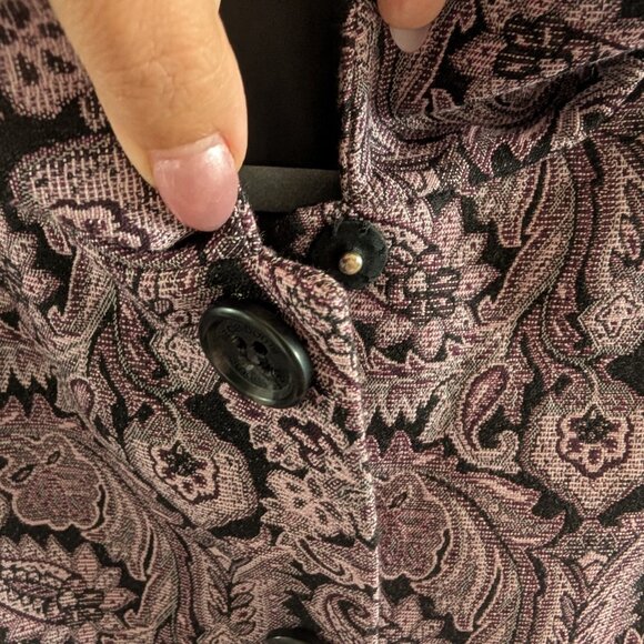 Liz Claiborne Purple Paisley Jacquard Blazer Snap Buttons Size Large Brocade - Picture 12 of 15